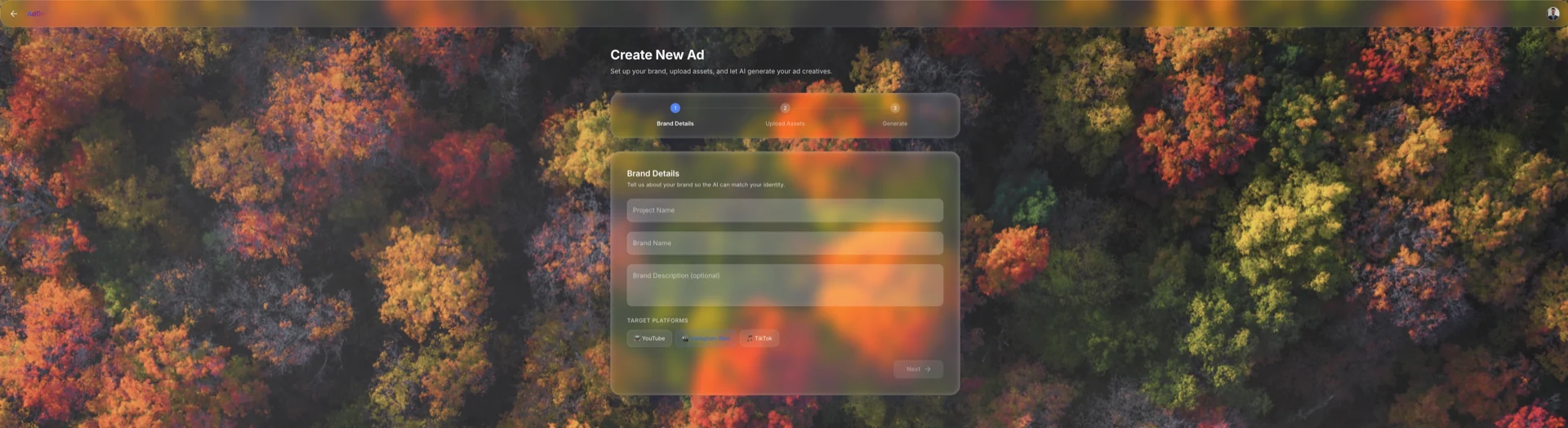 Create workflow screen in AdGen