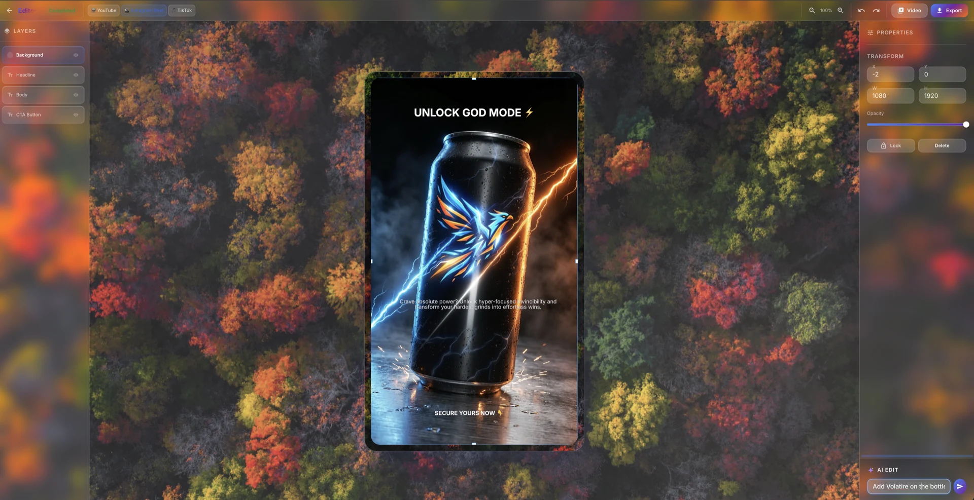 Chat-based image edit request in AdGen