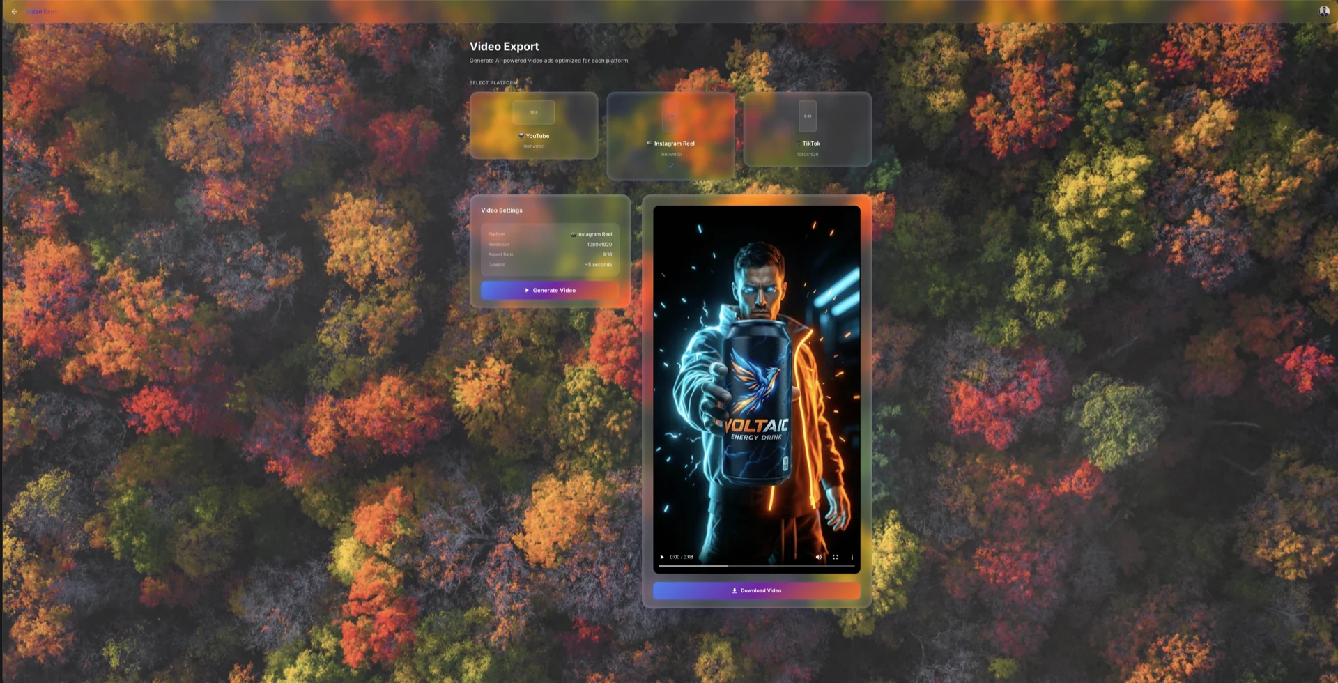 Video generation screen in AdGen